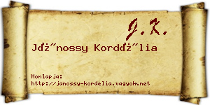 Jánossy Kordélia névjegykártya